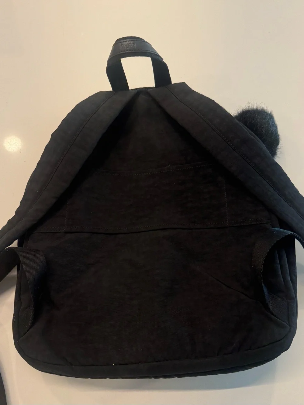Kipling Black Nylon Backpack with Pom Pom Charm